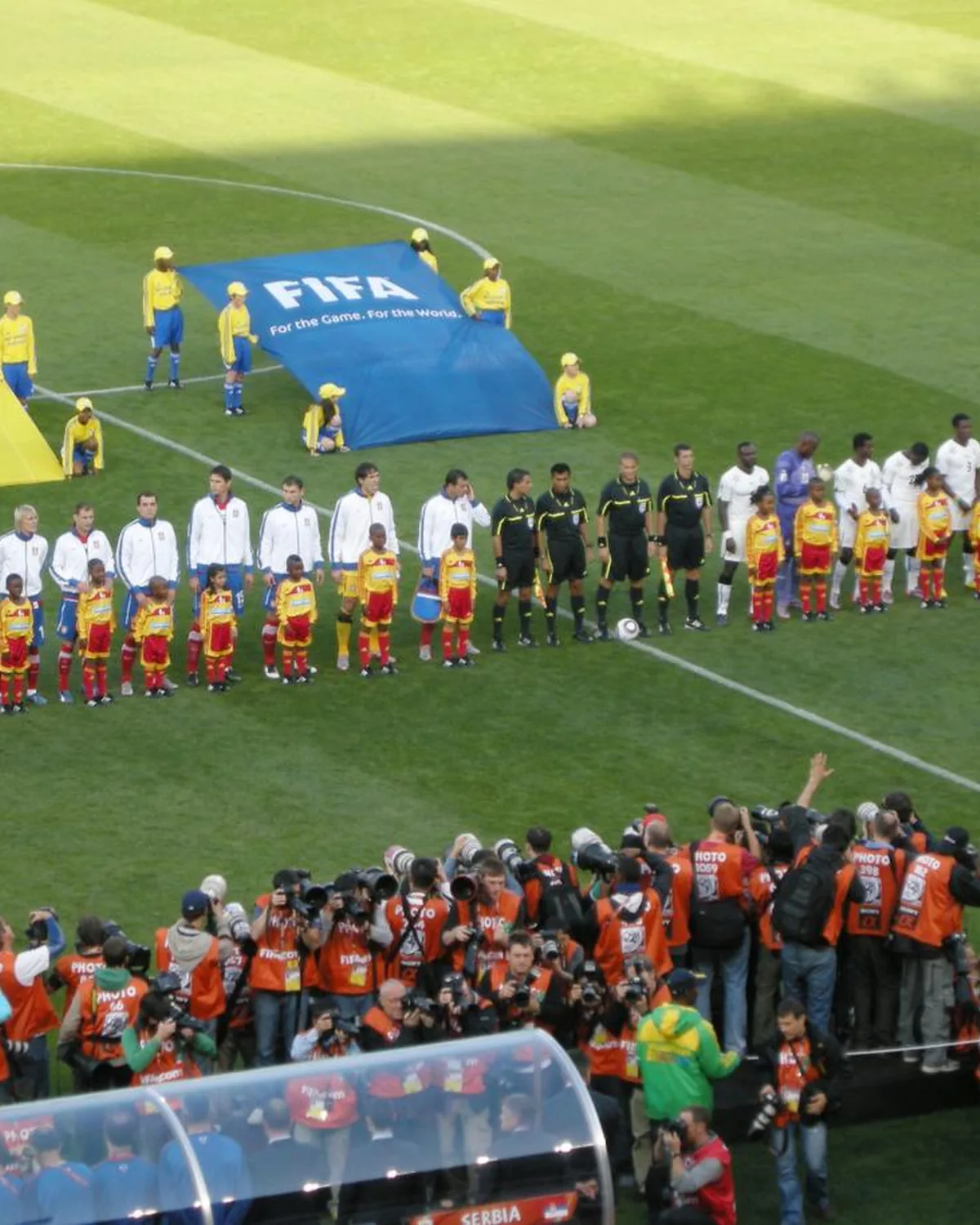 A team lined up on the pitch before kick-off