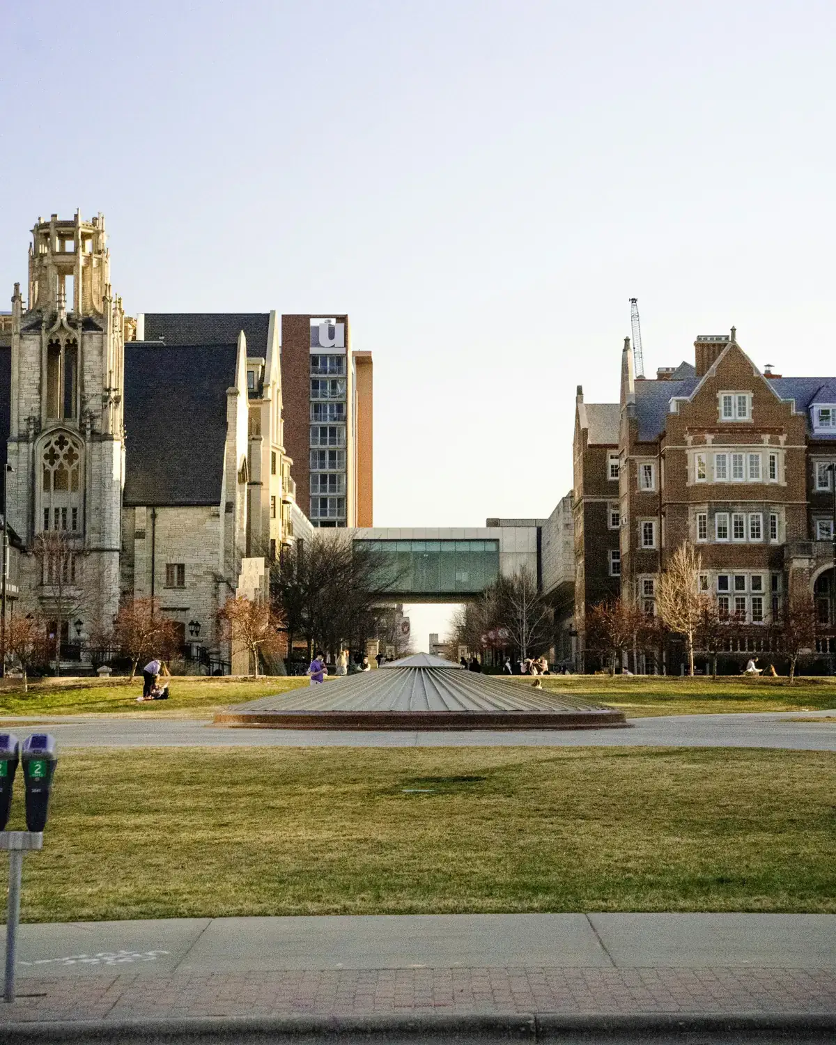A university campus quad on a clear day