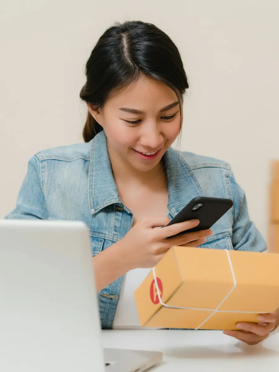 A fulfilment operator packing e-commerce orders