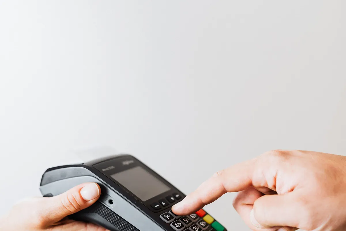 A contactless card payment being taken on a terminal